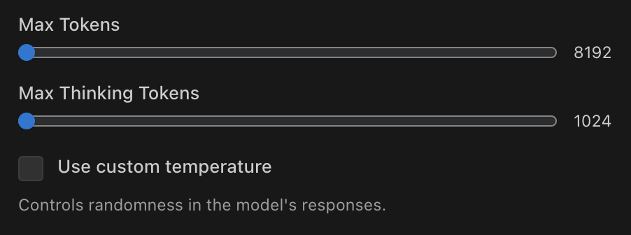 Model parameter adjustment controls