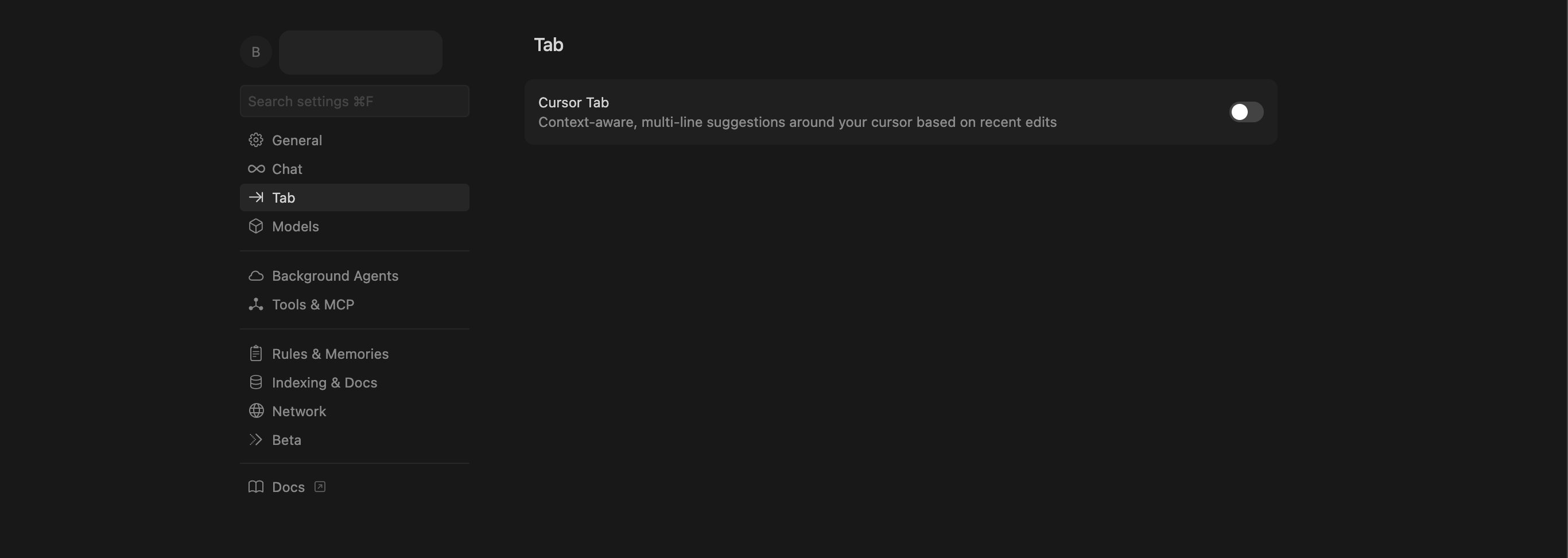 Disable Cursor autocomplete