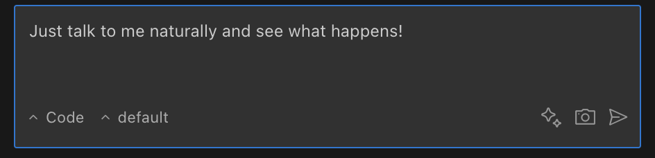 Example of typing a request in Kilo Code